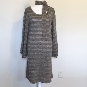 R. Rouge Metallic Thread Sweater Dress W/ Tie Belt